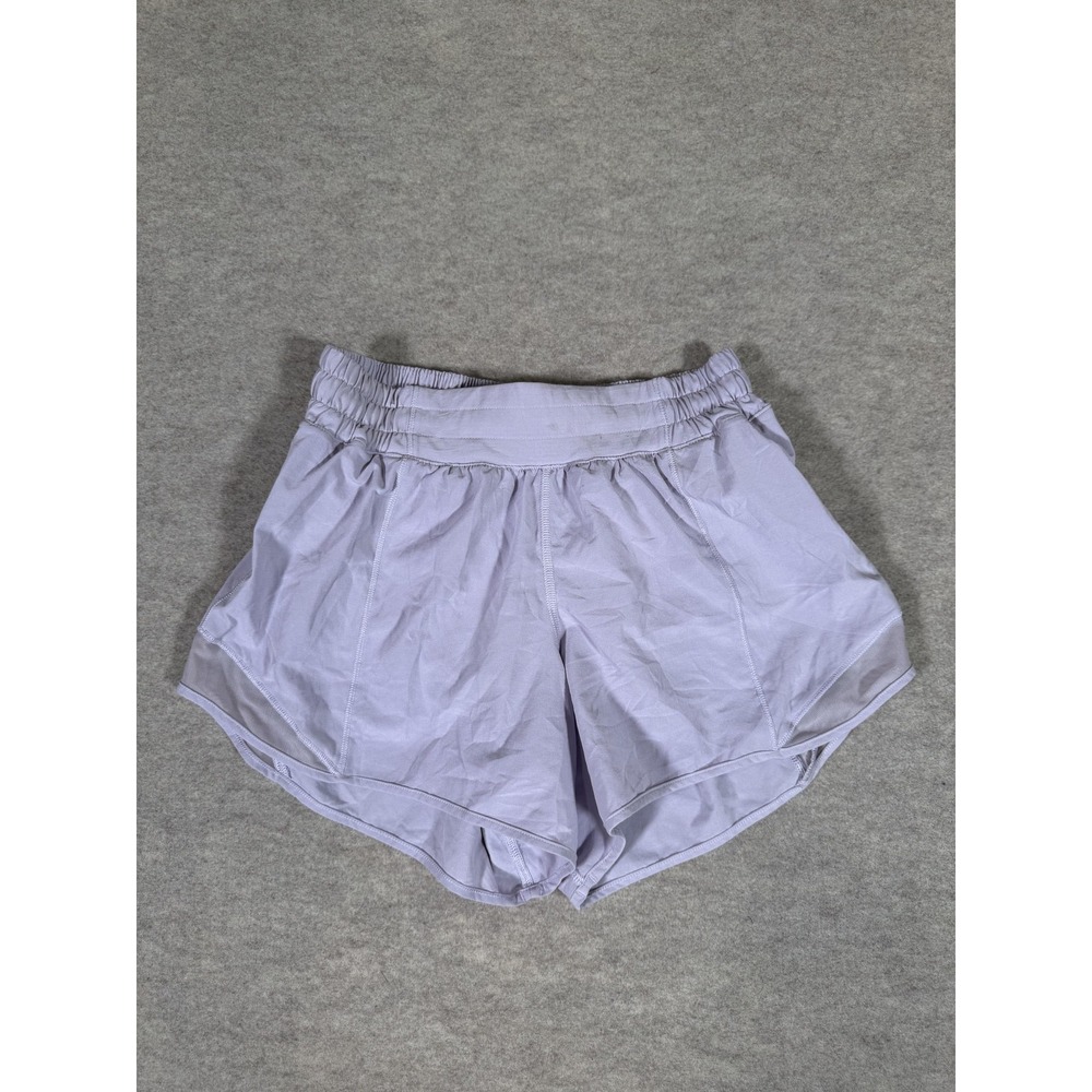 Lululemon Running Shorts Womens 4 Purple Lined Zip Pocket Split Hem 3 In